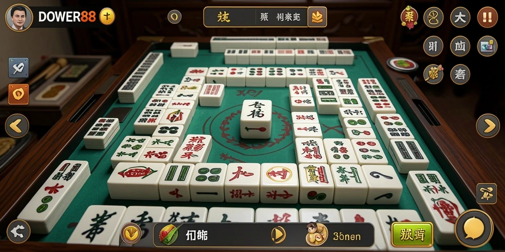 Screenshot gameplay DOWER88 yang menunjukkan momen seru permainan Mahjong.