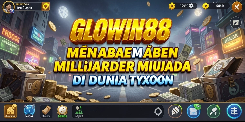 Tampilan gameplay <strong>GLOWIN88</strong> dengan manajemen bisnis yang seru dan menantang.