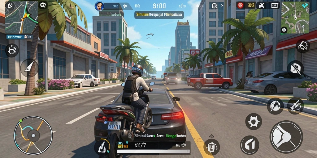 Screenshot gameplay GOJEKVIP yang menampilkan aksi berkendara yang realistis.